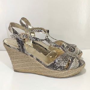 Strappy Snake Skin Wedge Sandal